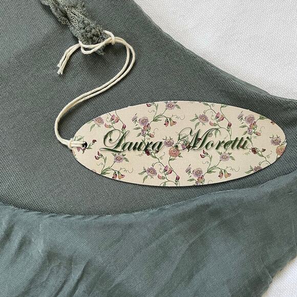 Laura Moretti Silk Sheer Maxi Dress Size M Olive Green Beachy Flowy Italy NWT - Picture 7 of 9